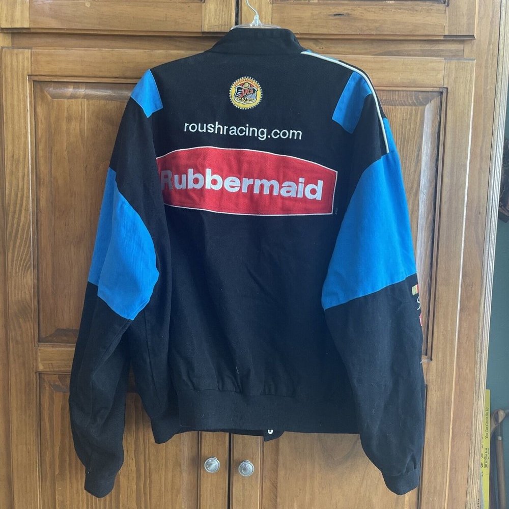 VINTAGE XXL Black Red And Blue Rubbermaid NASCAR Jacket Rousch Racing Exclusive - Picture 8 of 12